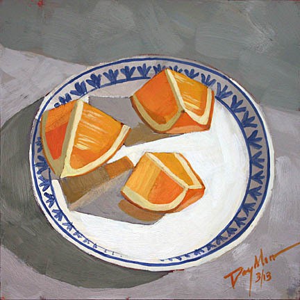 orange wedges, acrylic on mfd, 6" x 6"